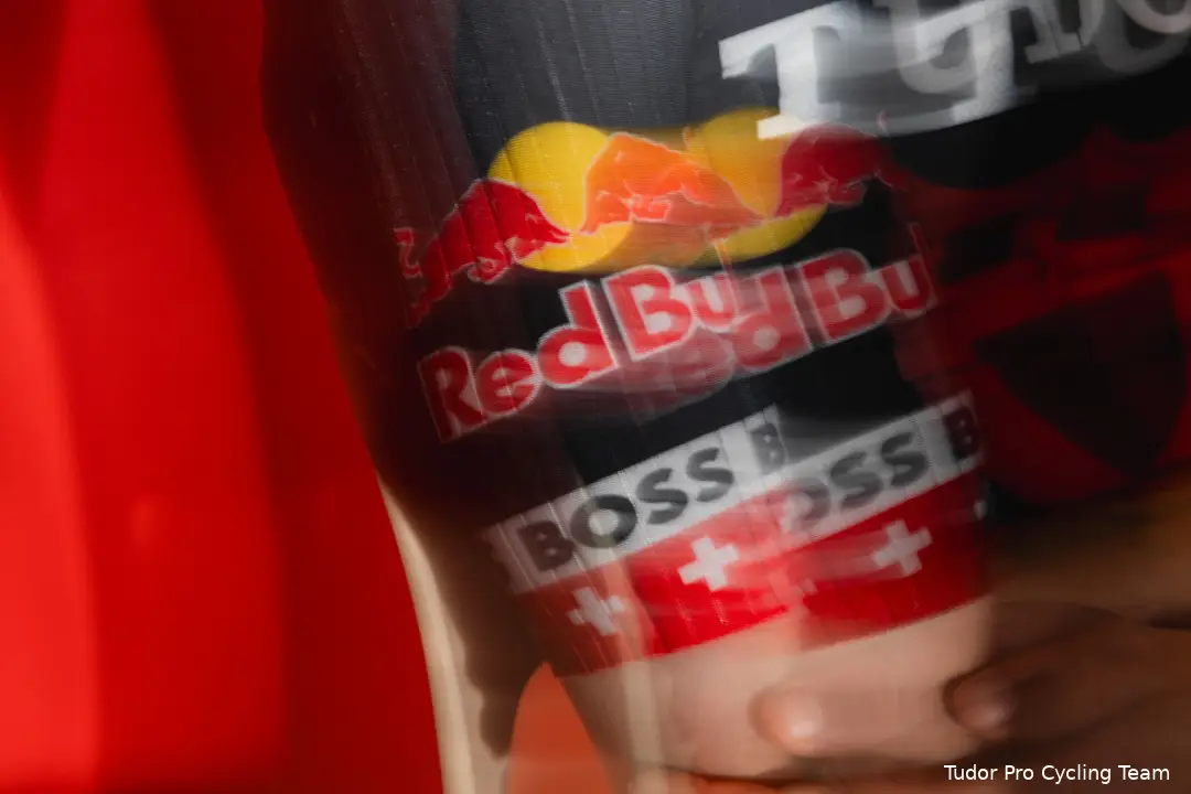 Red Bull is featured on the arm of the Tudor Pro's jerseys in 2025