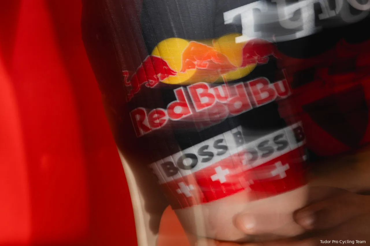 Red Bull is featured on the arm of the Tudor Pro's jerseys in 2025