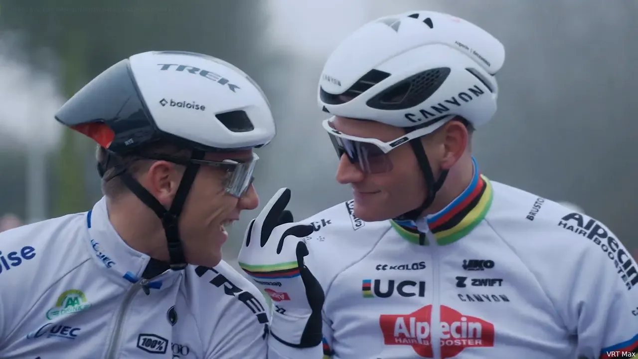 Van der Poel joking with Nys