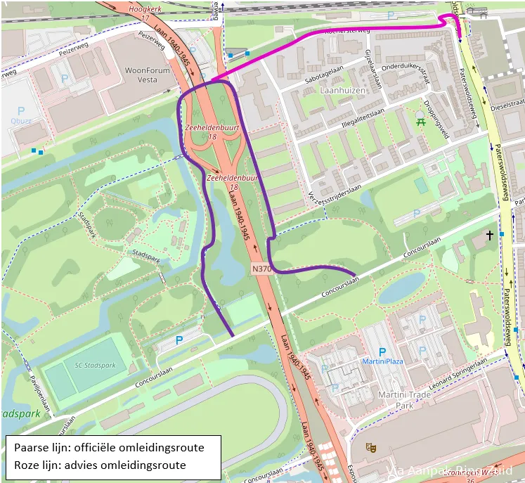 20 03 2023 kaartje omleiding fiets concourslaan aanpak ring zuid