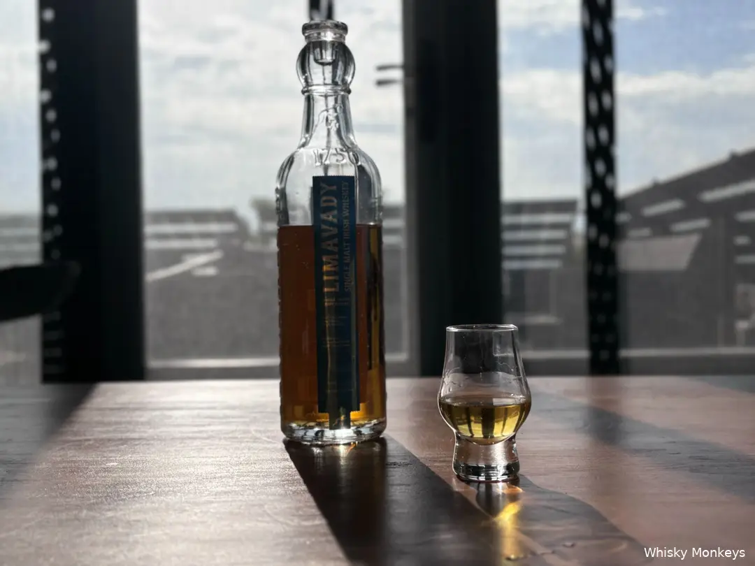 Glass of Limavady Irish whiskey on a table