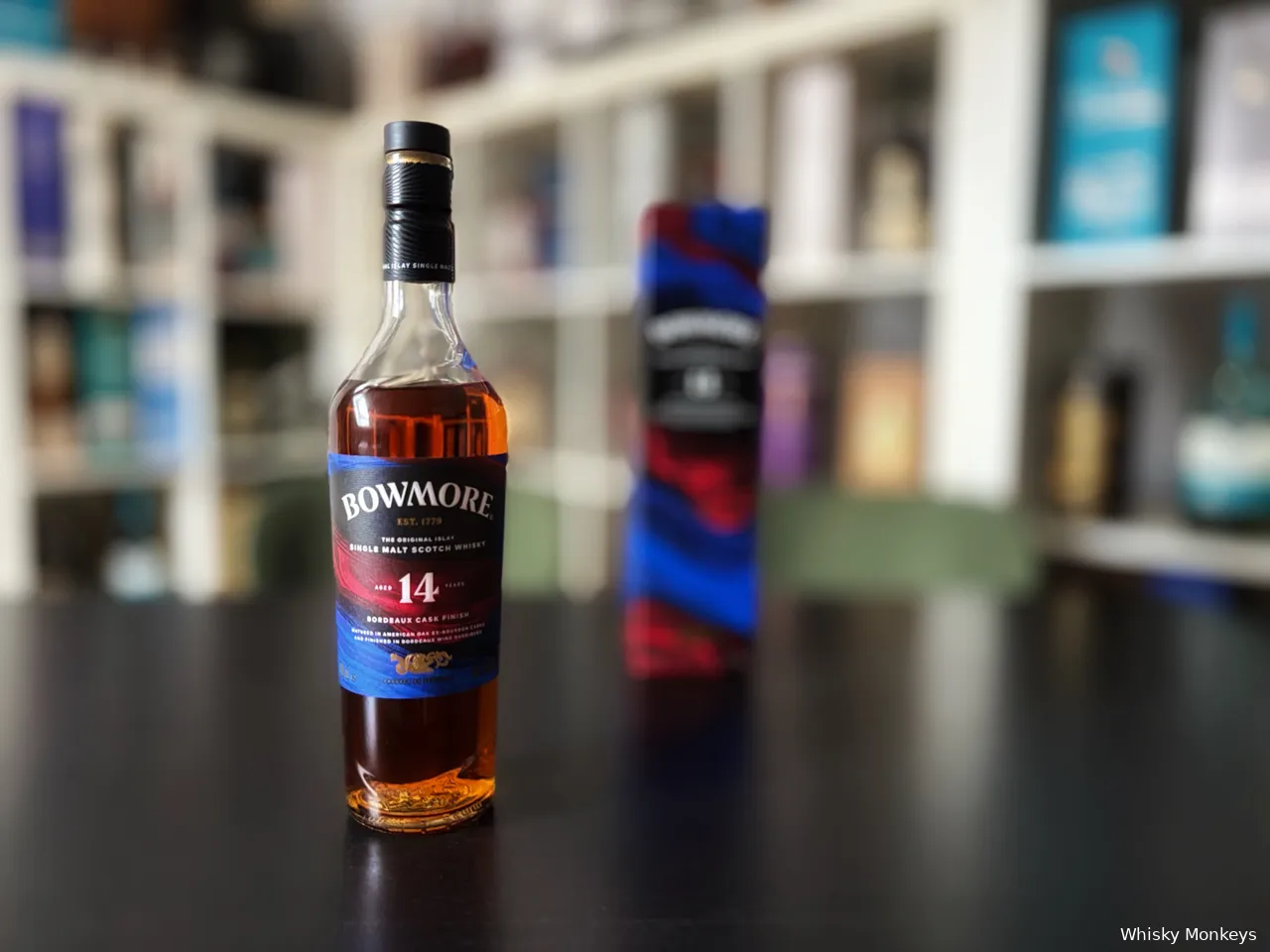 Bowmore 14 Year Old Bordeaux Cask Finish Whisky Review  in the Whisky Monkeys Studio incl box faded
