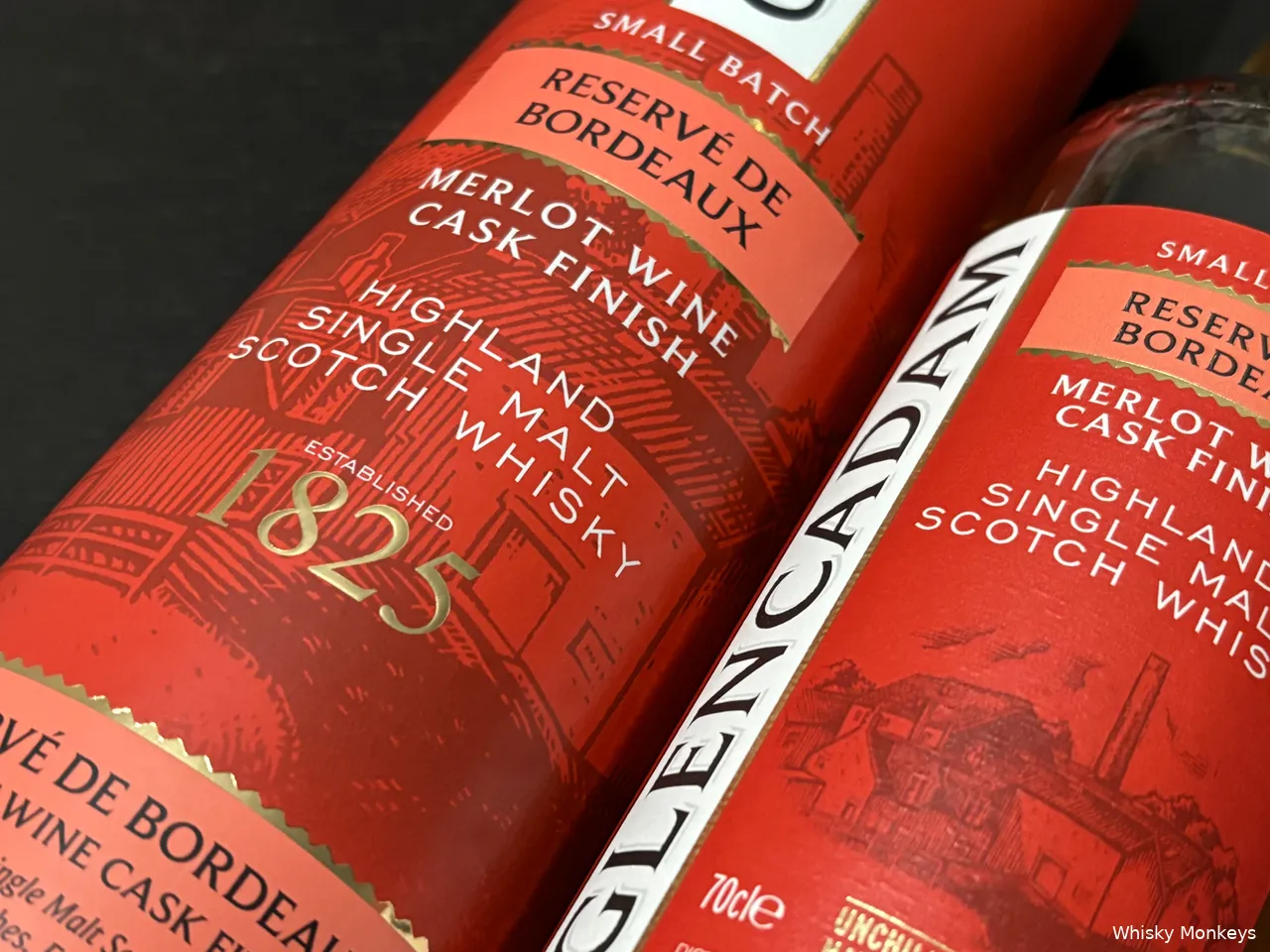 Glencadam Reserve de Bordeaux Scotch whisky bottle with sleeve
