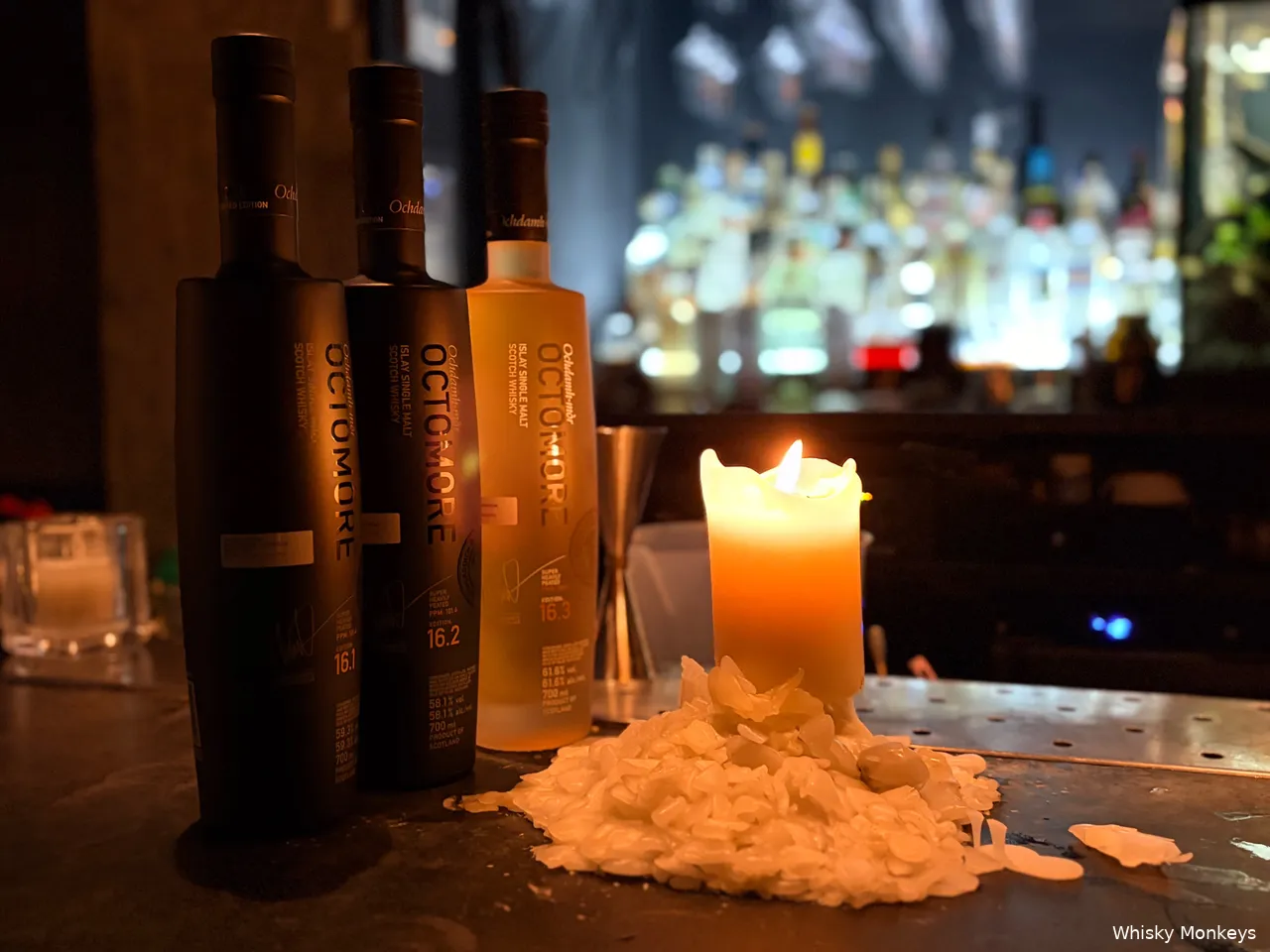 Octomore 16 whisky series by candlelight