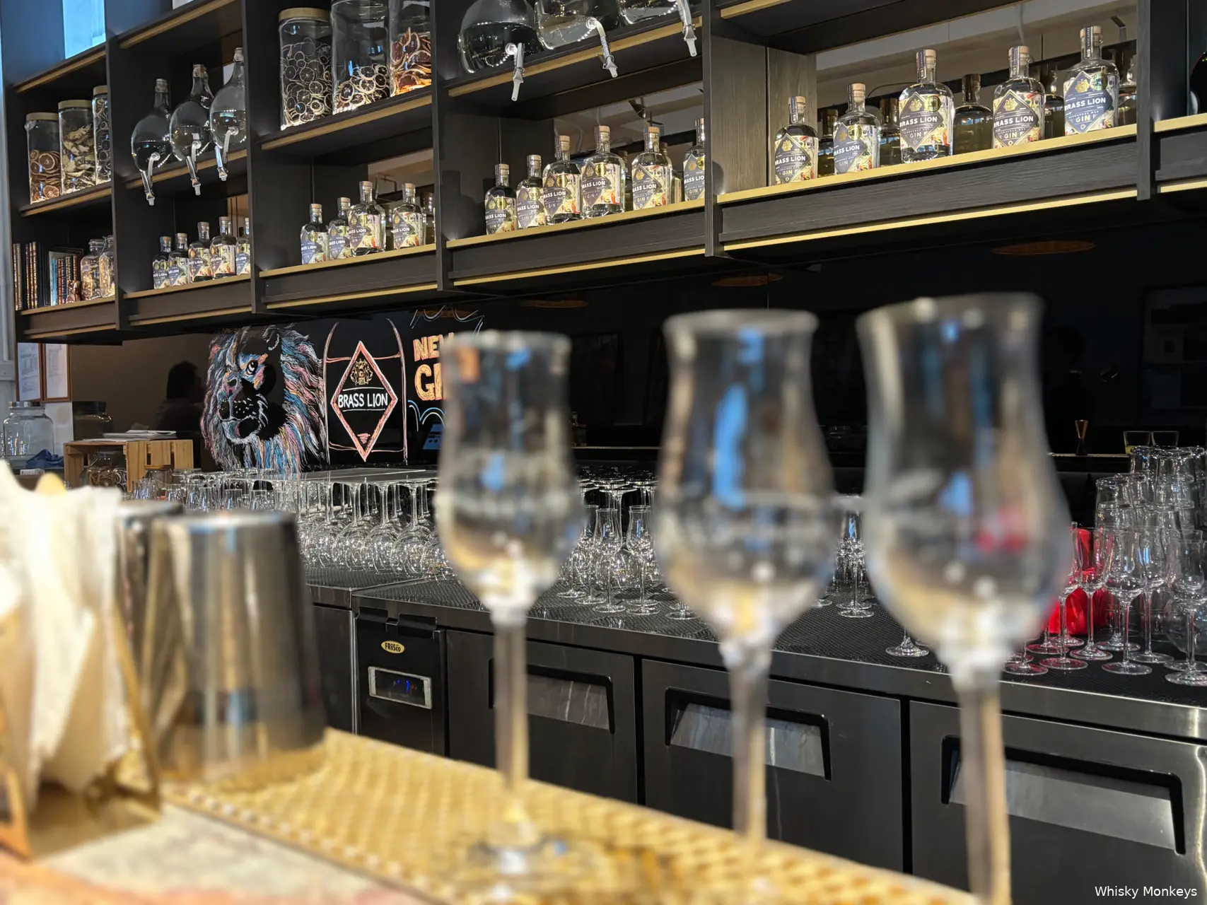 brass lion distillery bar