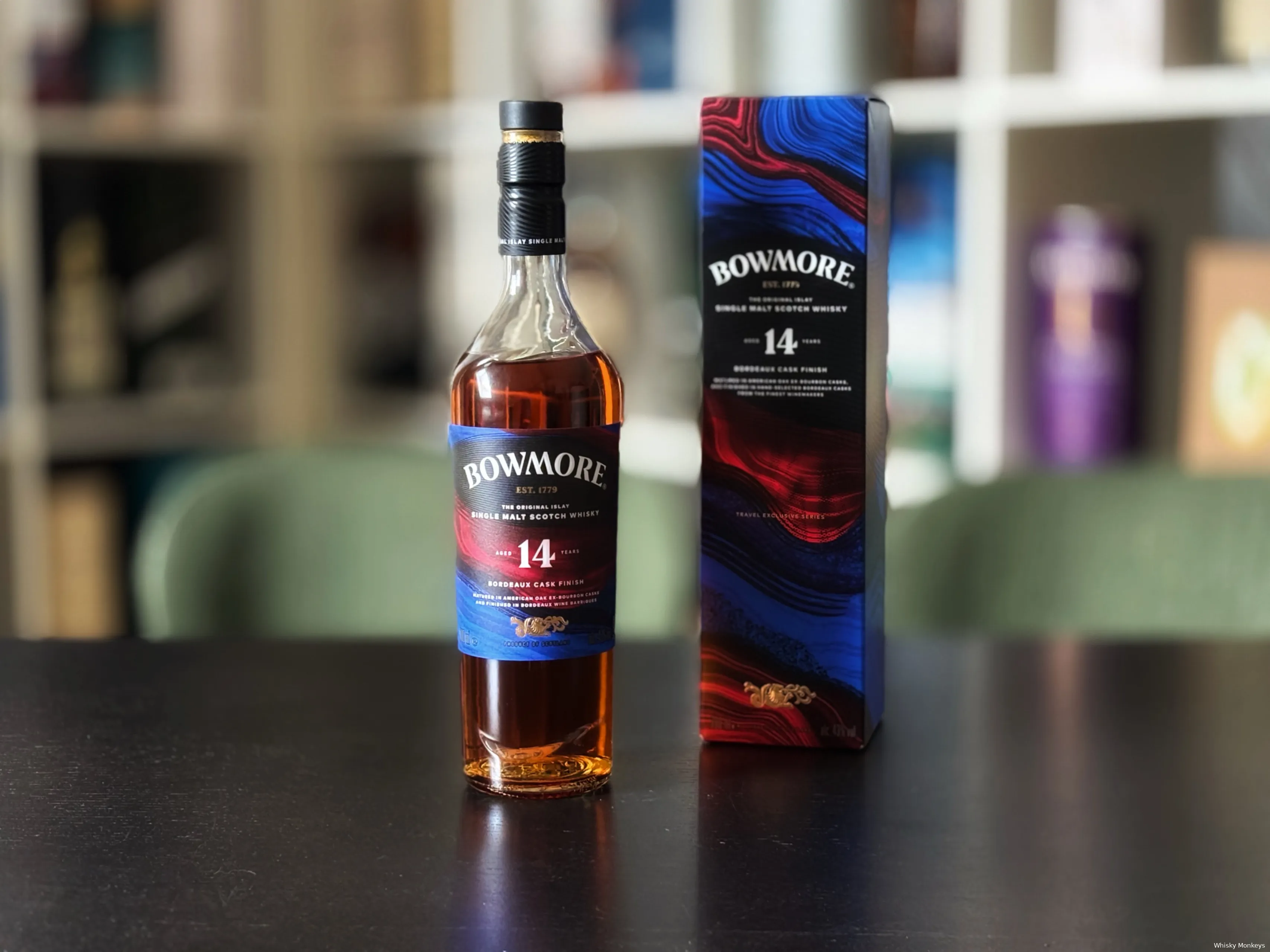 Bowmore 14 Year Old Bordeaux Cask Finish Whisky Review  in the Whisky Monkeys Studio incl box