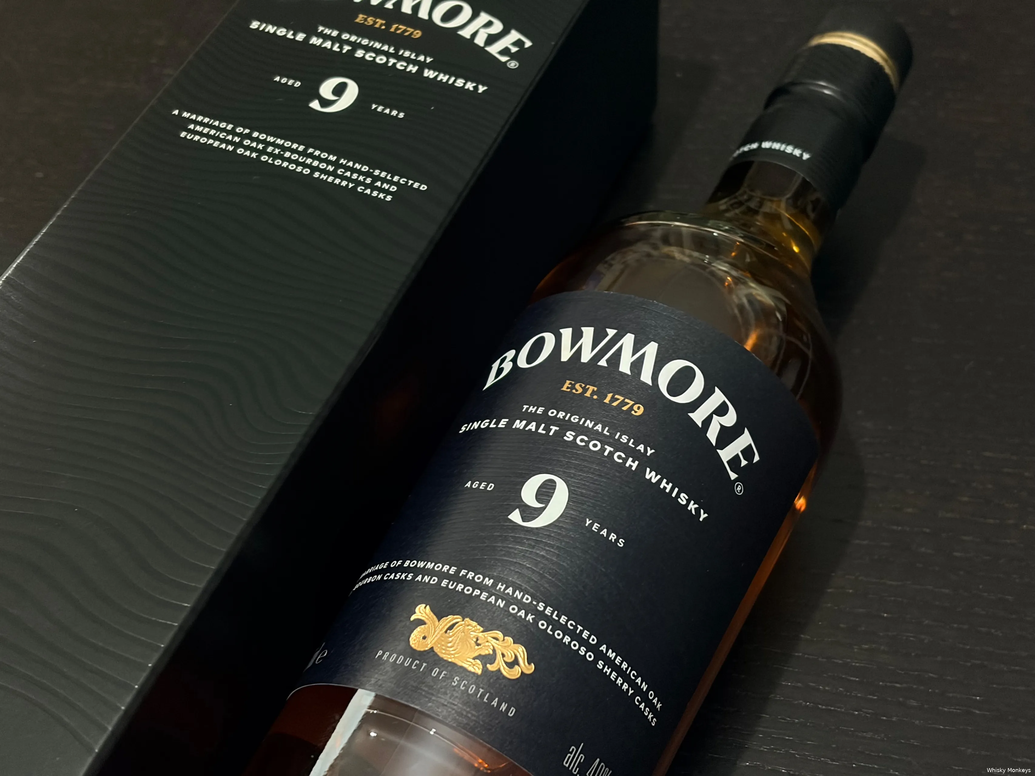 Bowmore 9Year Old whisky Review fles en doos