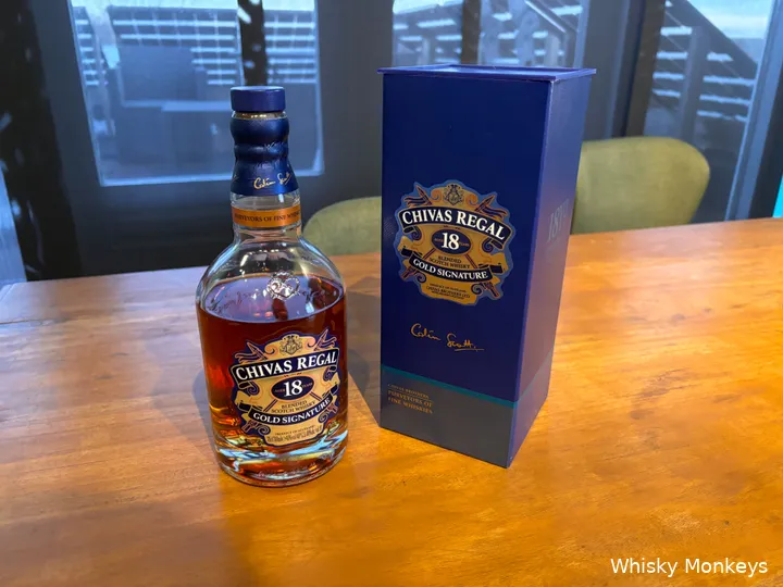 Chivas 18 bottle and packaging detail