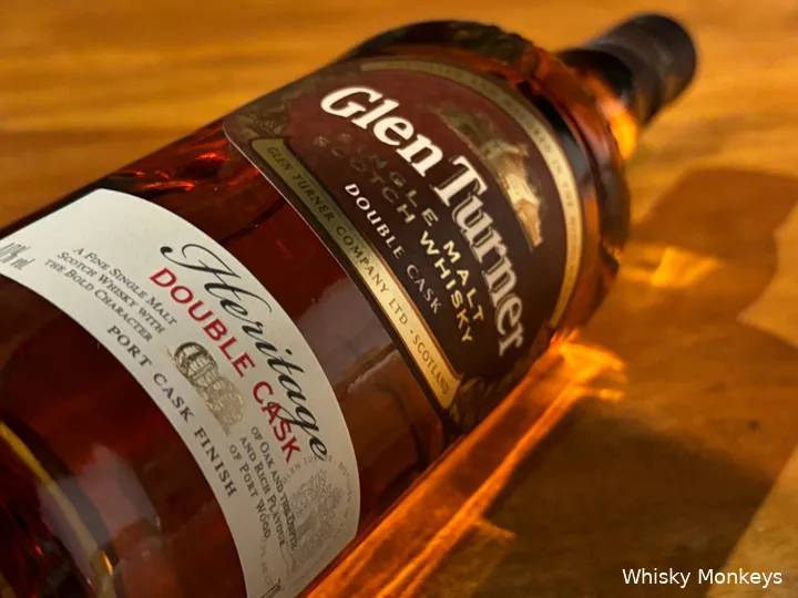 Close-up of Glen Turner label and embossed bottle details