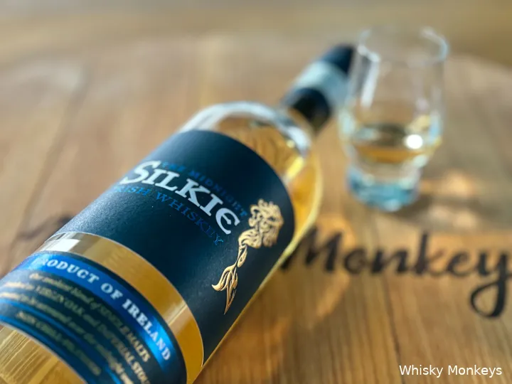 Bottle of The Legendary Midnight Silkie Irish Whiskey with tasting notes