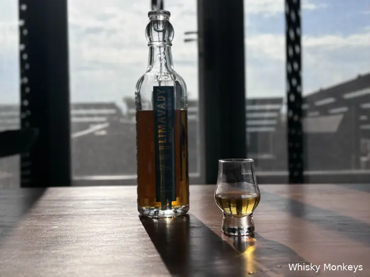 Glass of Limavady Irish whiskey on a table