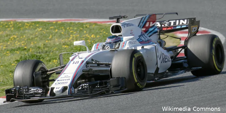 Lance Stroll tijdens de wintertest voorafgaand aan het 2017-seizoen in Barcelona. (Foto: Morio)