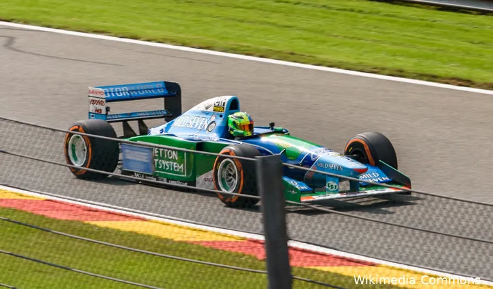 Mick Schumacher in de Benetton Ford van zijn vader Michael Schumacher in 2017. (Foto: Erik Jacobs)