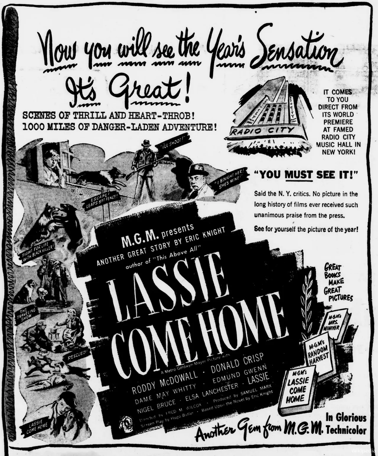 lassie come home theatre ad 16 december 1943