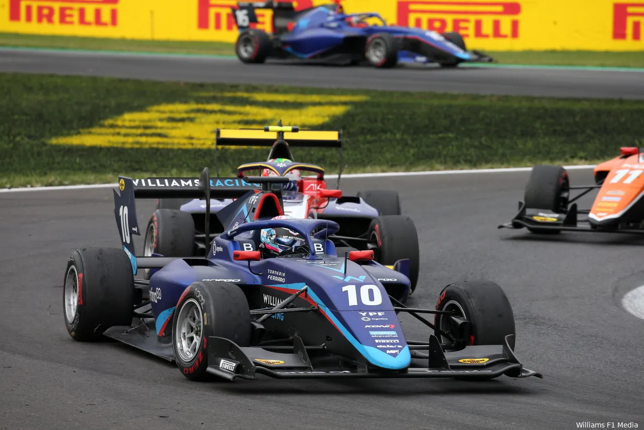 Franco Colapinto competing in his MP Motorsport F3 car in the 2023 season