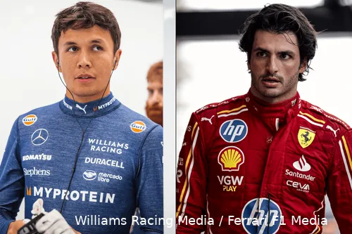Alex Albon in the Williams Racing Suit on the left and Carlos Sainz in the Ferrari Racing Suit on the right.