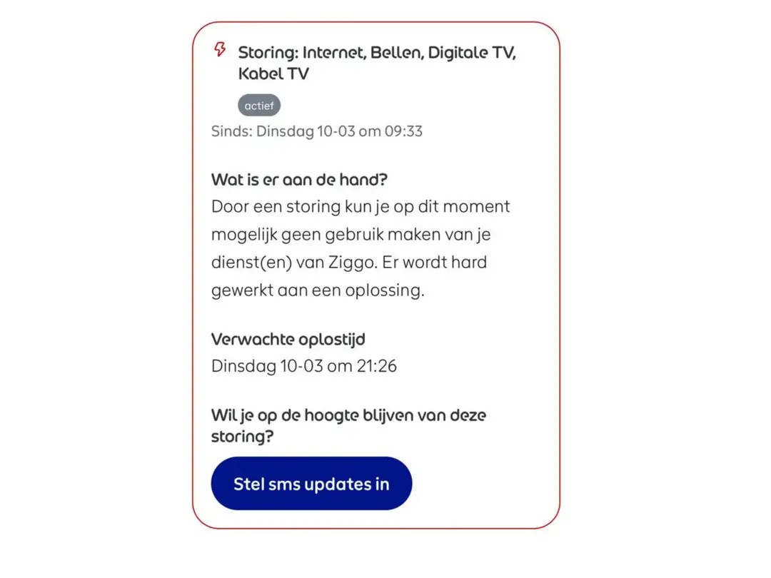 Ziggo storing