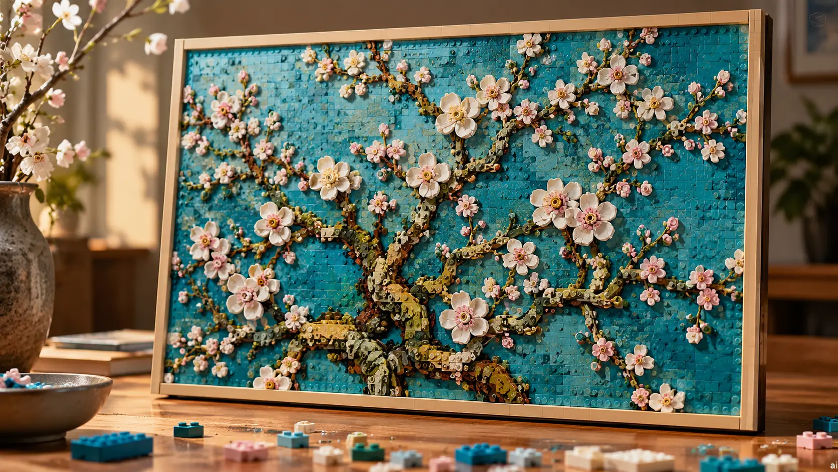 LEGO-mozaïek met bloeiende takken