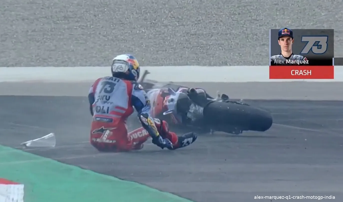 alex marquez q1 crash motogp india