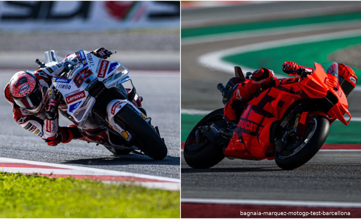 bagnaia marquez motogp test barcellona