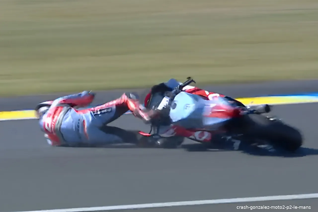 crash gonzalez moto2 p2 le mans