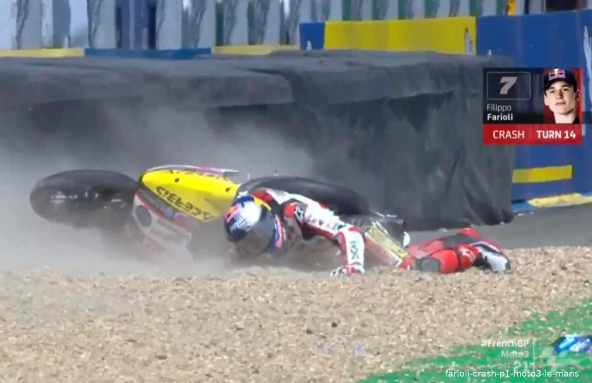 farioli crash p1 moto3 le mans 1