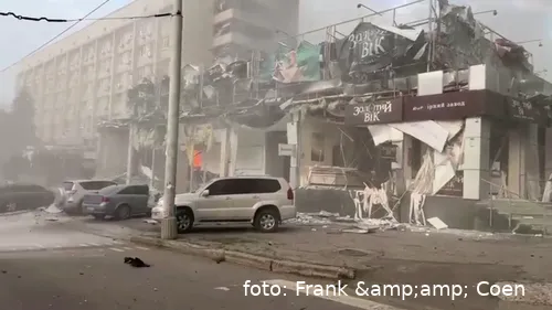 Het restaurant in Kramatorsk dat vlak na hun bezoek werd gebombardeerd