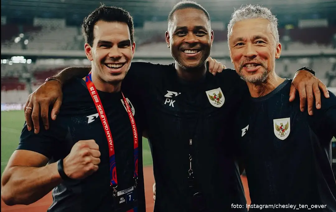 vlnr: Chesley ten Oever, Patrick Kluivert en Leo Echteld/&nbsp;Photo by: PSSI