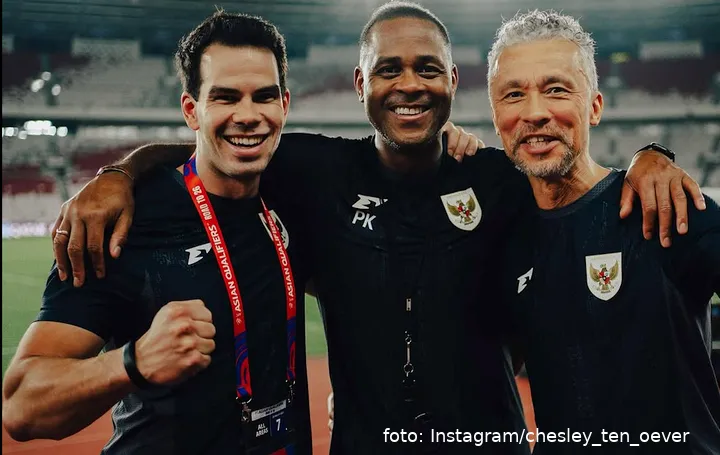 vlnr: Chesley ten Oever, Patrick Kluivert en Leo Echteld/&nbsp;Photo by: PSSI