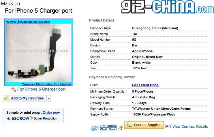 iphone 5 charger component