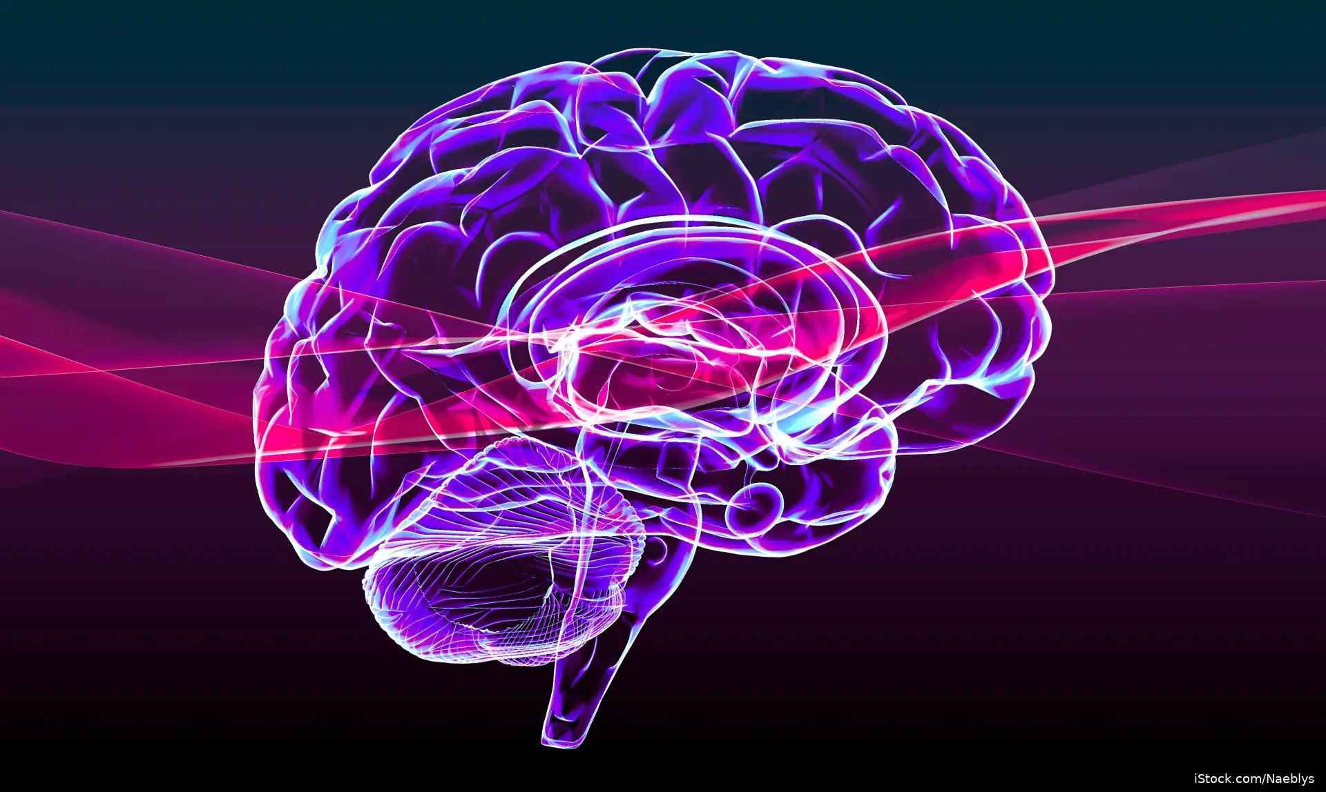 image of brain with a laser beam penetrating it