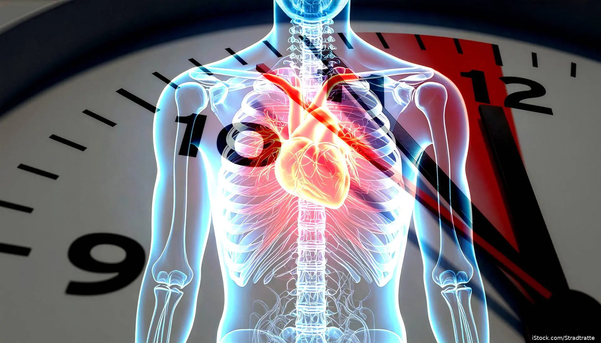image of a translucent body and malfunctioning heart