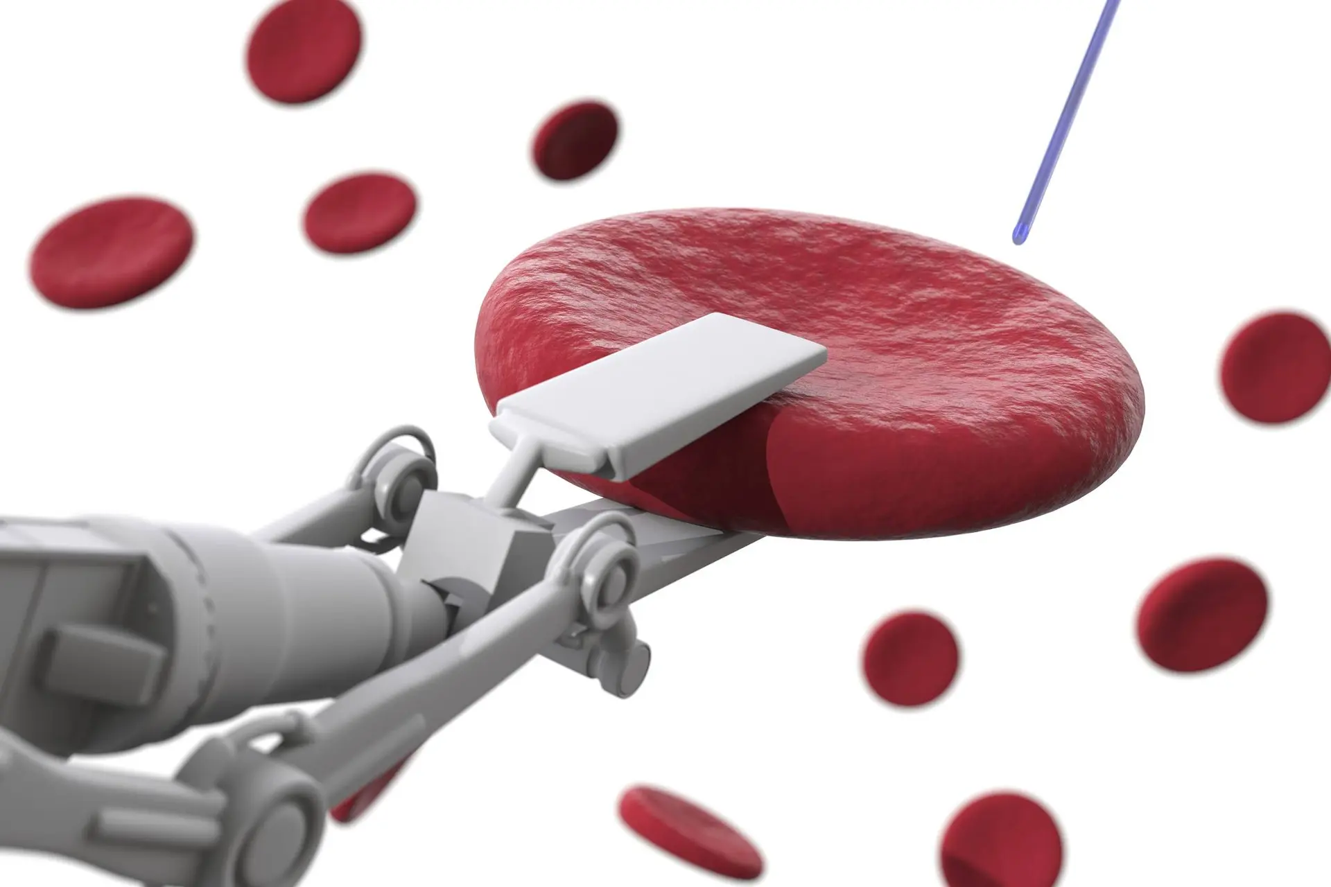 robot holding a blood cell
