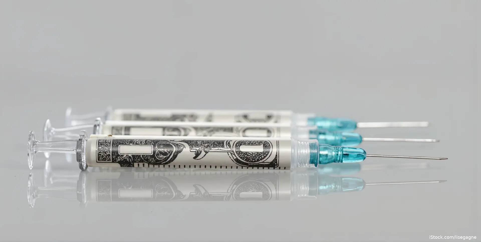 Insulin syringe with dollars inside