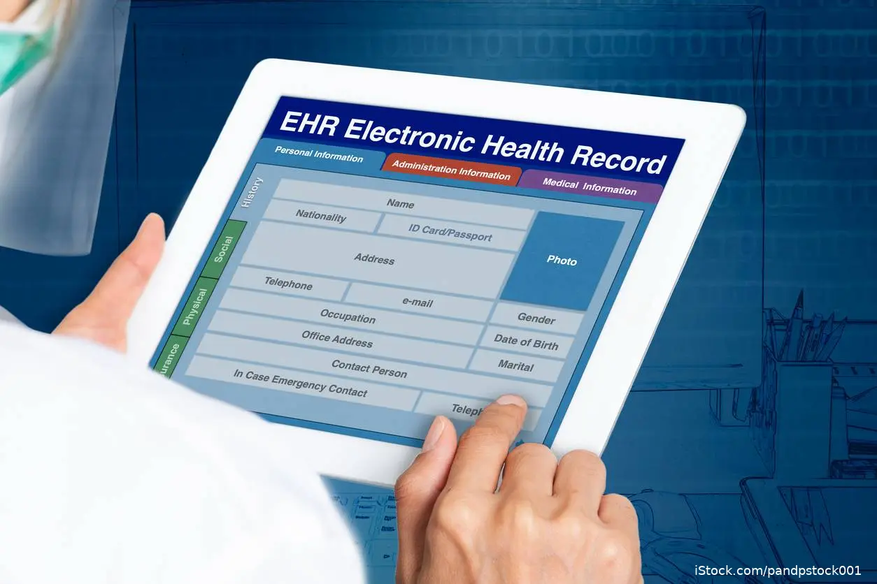 EHR screen on a physicians tablet device