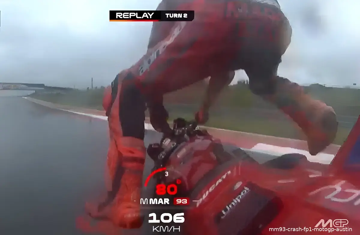 mm93 crash fp1 motogp austin 1