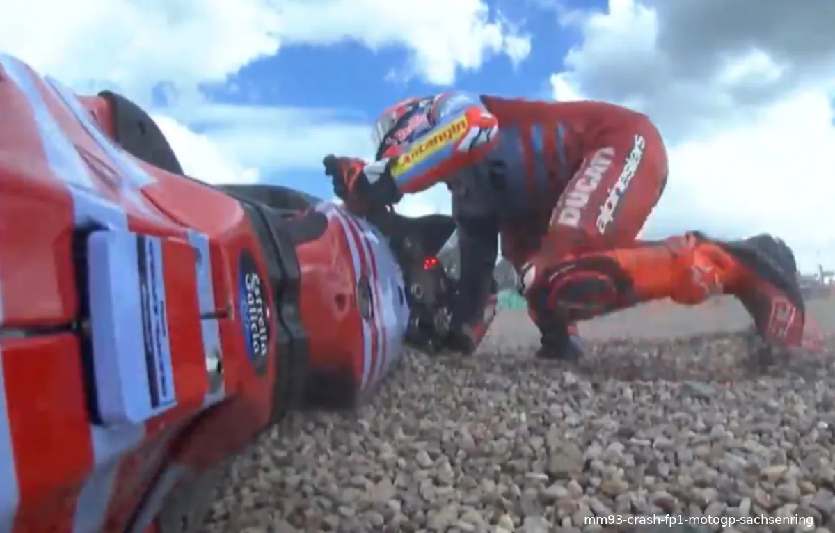 mm93 crash fp1 motogp sachsenring 2