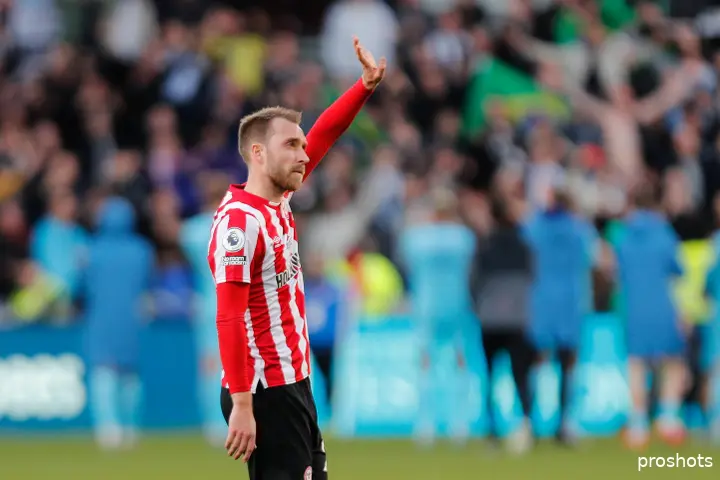 Christian Eriksen kwam in Engeland naast Tottenham Hotspur en Manchester United ook uit voor Brentford.