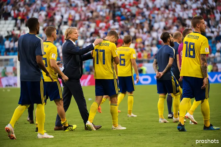 Stefan Pettersson als teammanager van de Zweedse nationale ploeg tijdens het WK in 2018.&nbsp;‘Ik regel alles rond het team, behalve de sportieve zaken eigenlijk, want dat doet de bondscoach met zijn assistenten.’