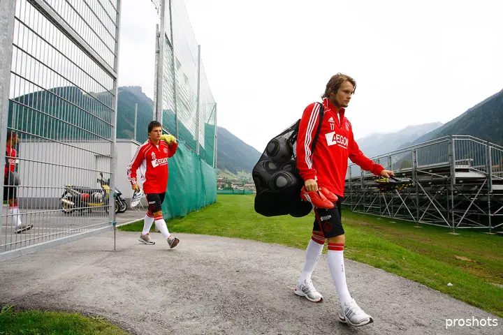 Tom Overtoom en Daley Blind tijdens het trainingskamp in Oostenrijk. De twee spreken elkaar nog altijd regelmatig.