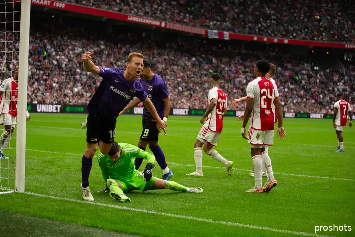 Dani de Wit zorgde vorig seizoen voor de 0-2 tijdens Ajax - AZ. De Alkmaarders zouden uiteindelijk met 1-2 winnen.