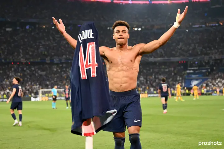 Desiré Doué (19) was de grote man met twee goals en een assist.