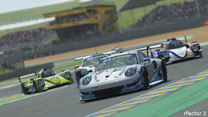 rFactor 2 is de meest vooraanstaande software die gebruikt wordt tijdens het simracen, zo ook voor de virtuele 24 uur van Le Mans. (Foto: rFactor 2)