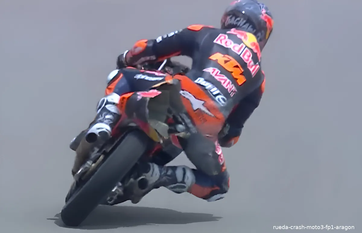 rueda crash moto3 fp1 aragon