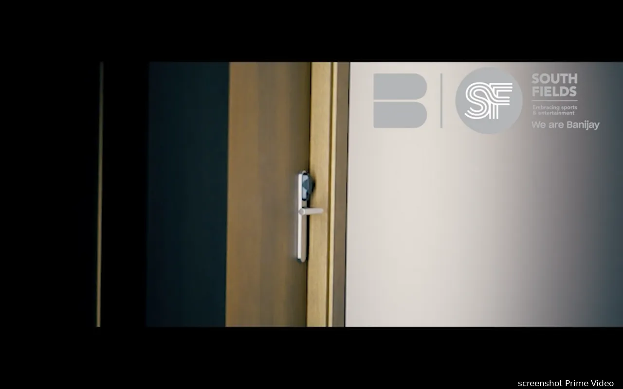 A closed door: it's all we get to see of the conversation.