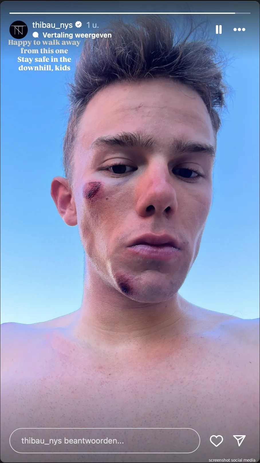 Thibau Nys crash