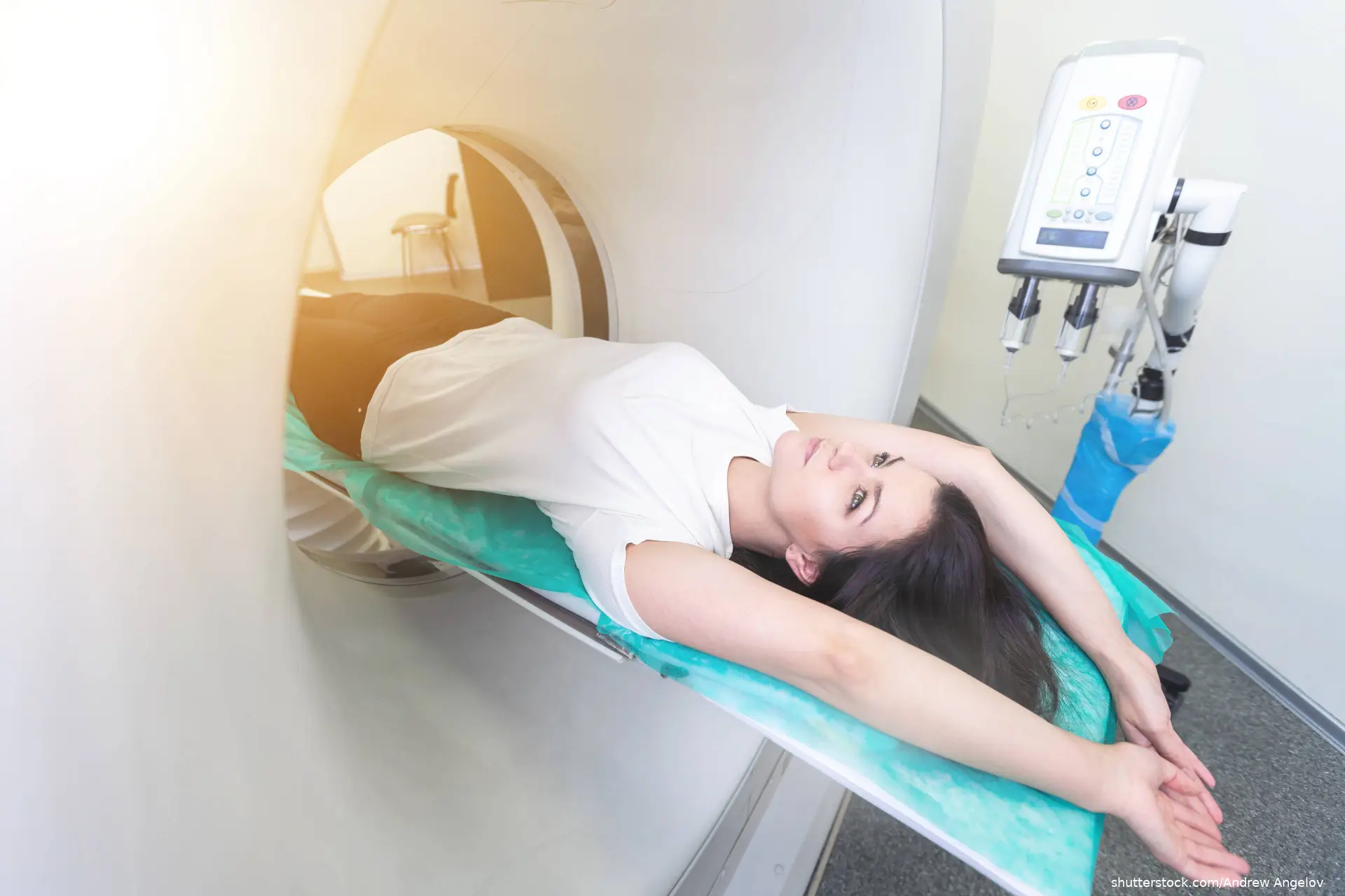 woman on table getting pelvic MRI