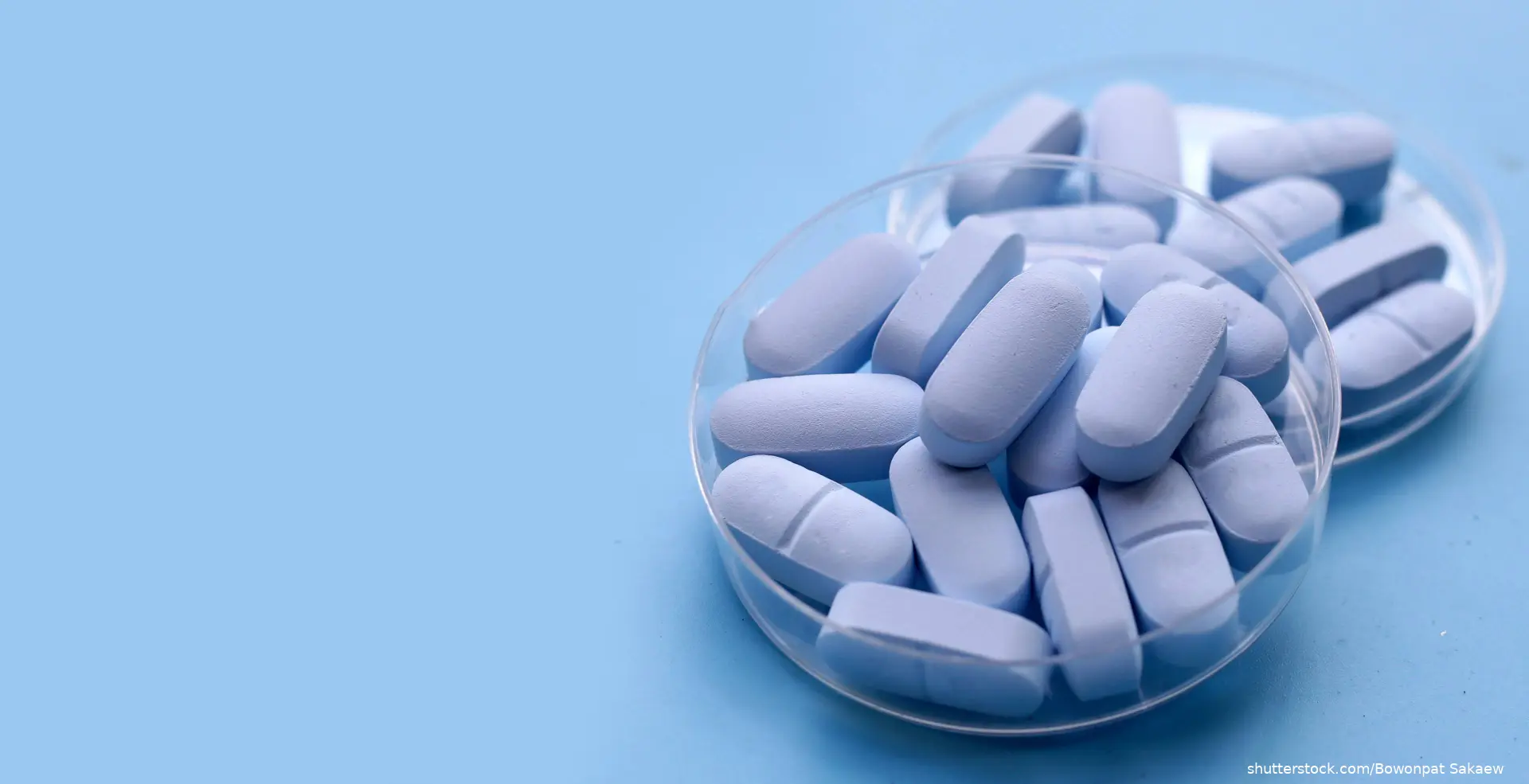 blue tablets in a round tray