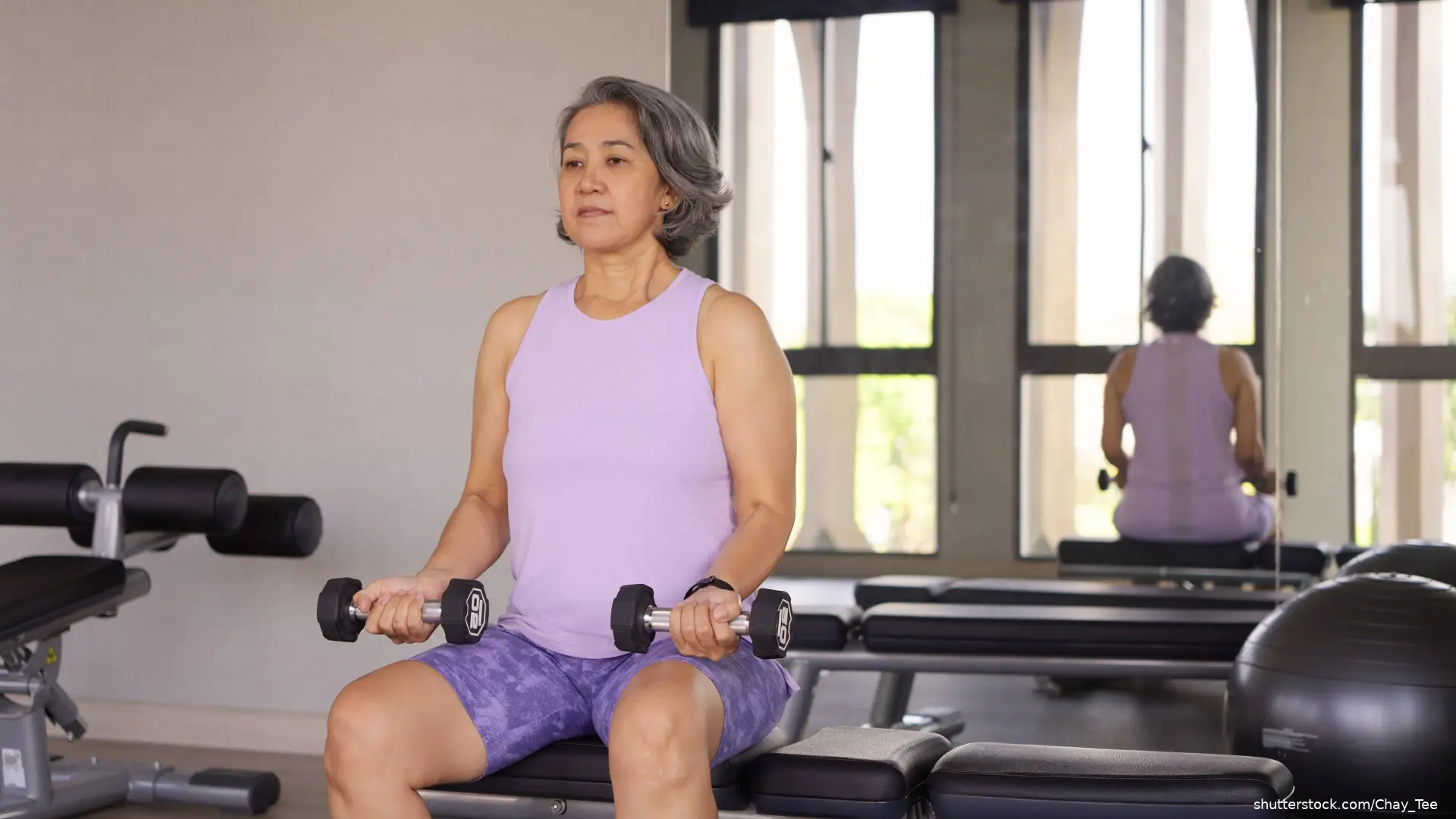 middle aged woman exercising