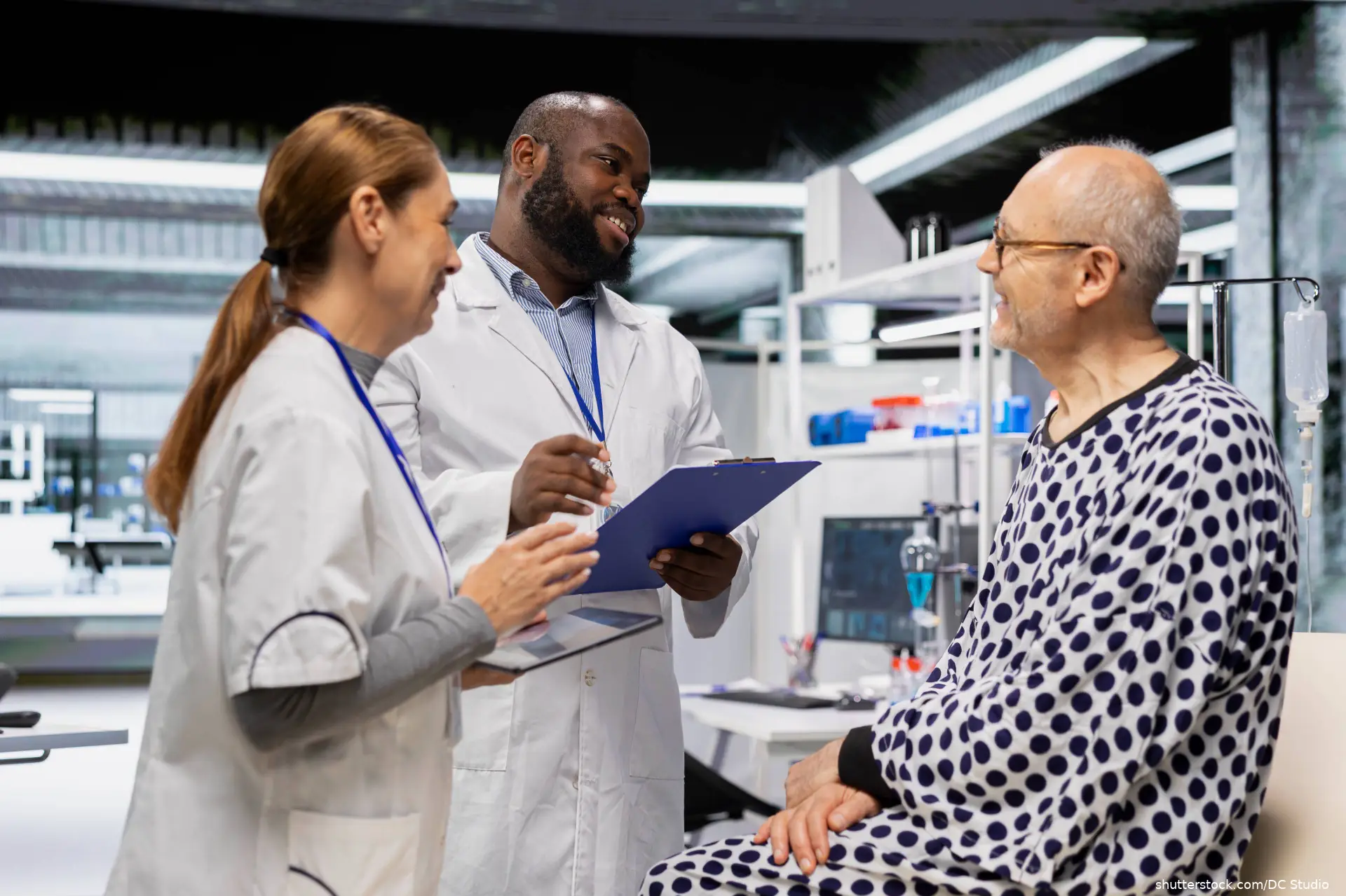 doctors speaking with clinical trial patient